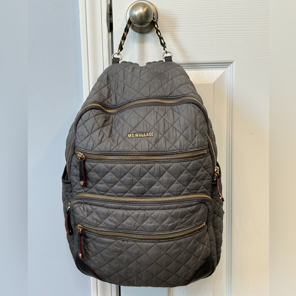 MZ Wallace Crossby backpack grey gold tone hardware